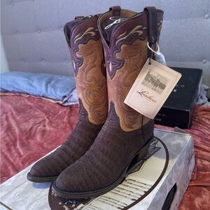 Lucchese Classics Suede Caiman Boots